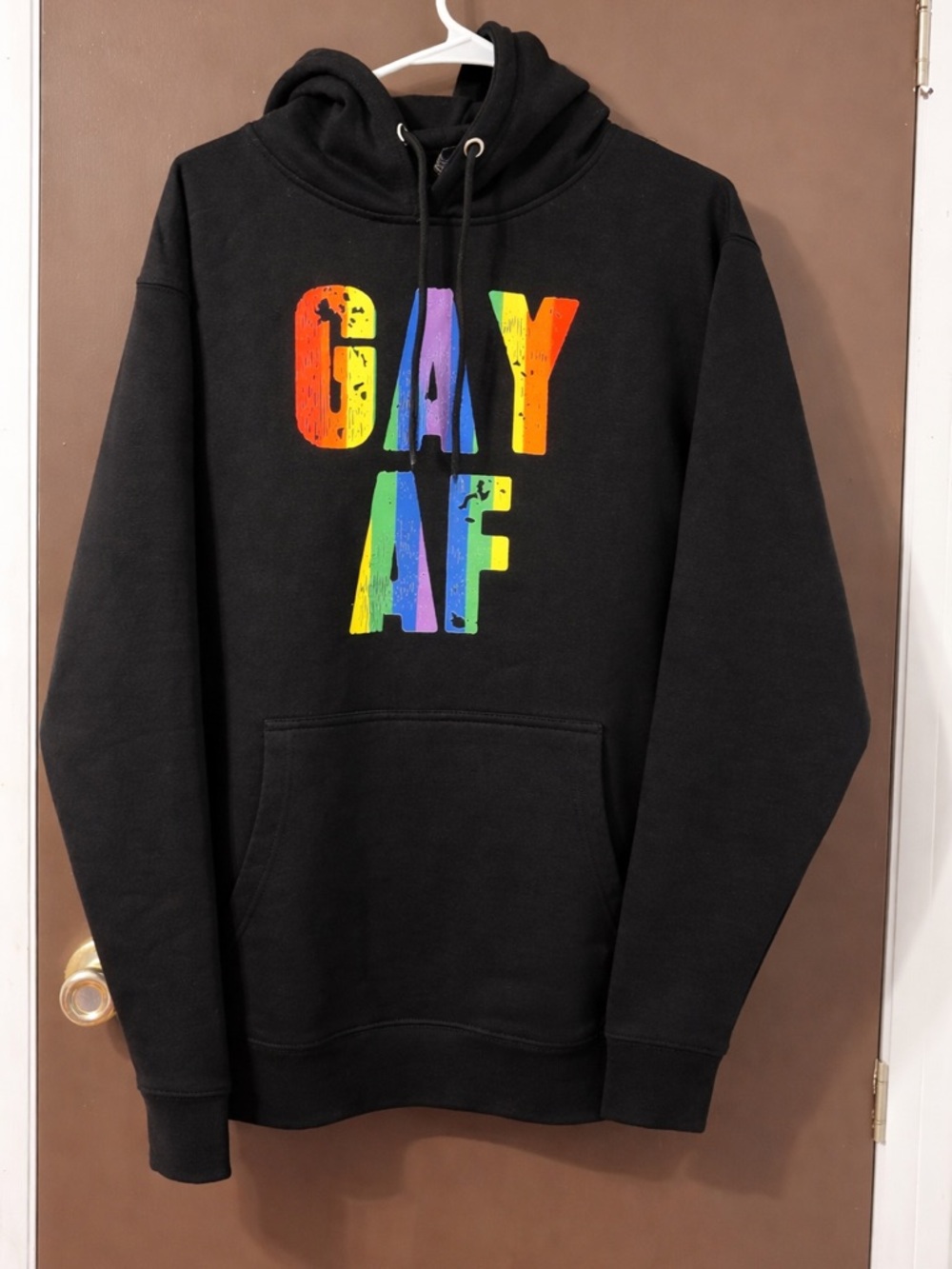 Black Rainbow “GAY AF” Graphic Hoodie – Women’s Cozy Pullover